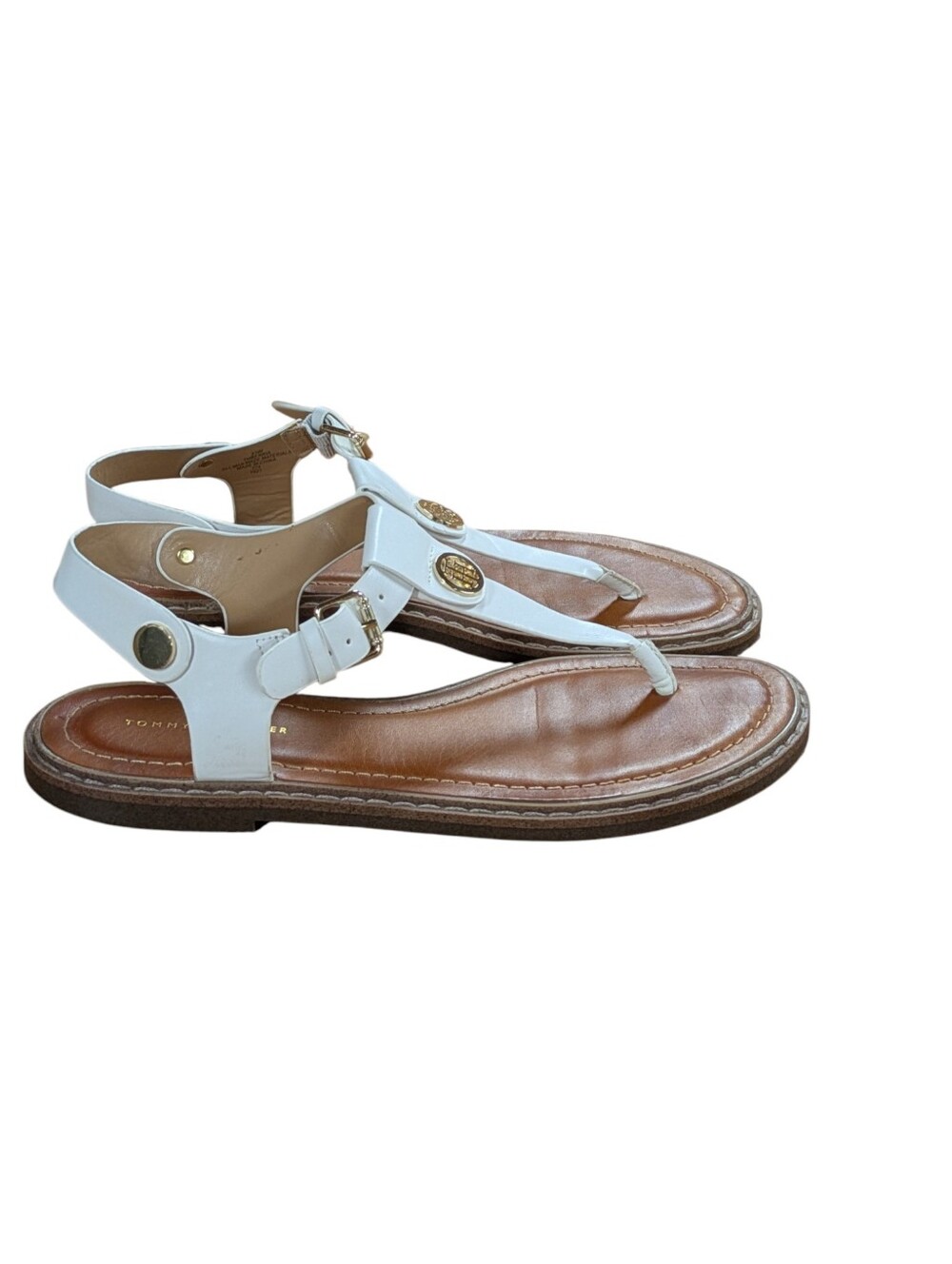Tommy Hilfiger Bennia White Flat Thong Sandal Size 8.5 - Picture 6 of 11